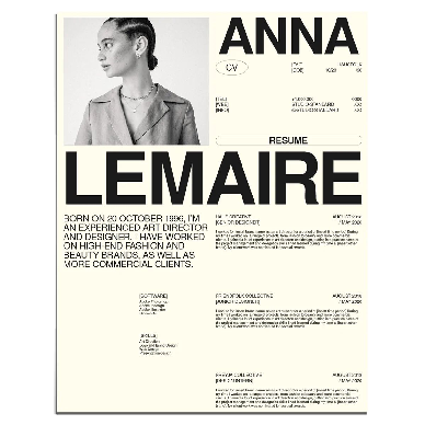 Art Director High Fashion Editorial Resume