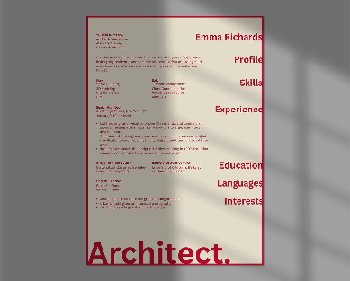 Architect Resume with Bold Framed Layout