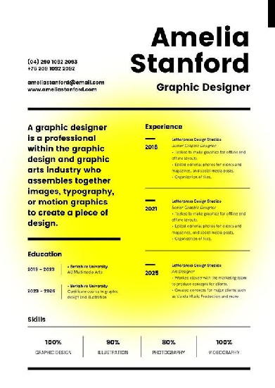 Graphic Designer Resume with Bright Structured Layout