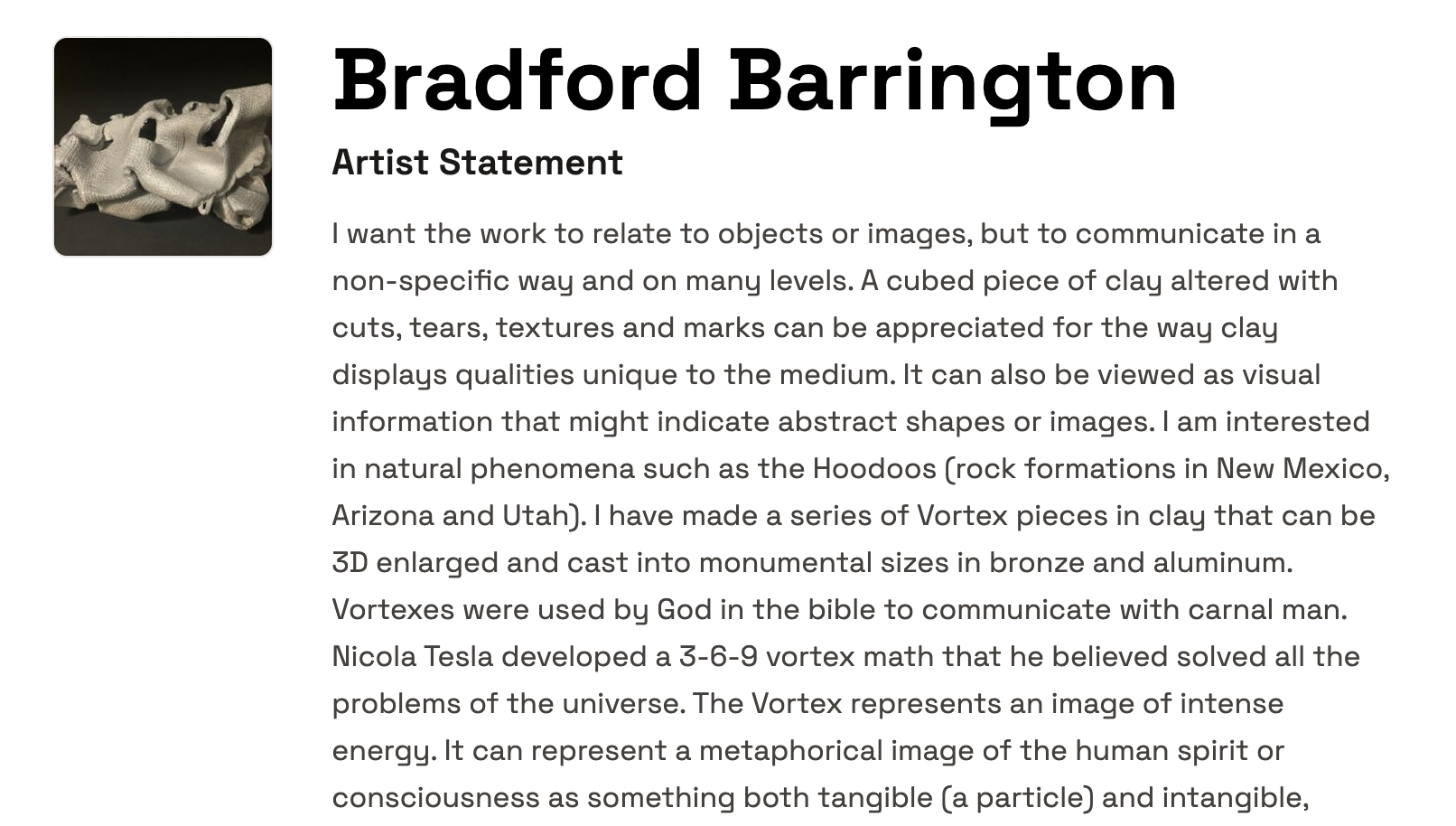Series-based artist statement example
