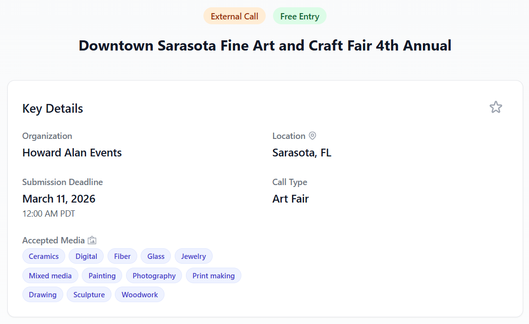 Downtown Sarasota Fine Art and Craft Fair
