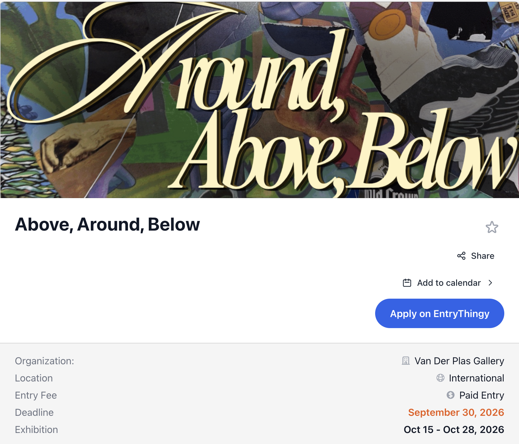 Above, Around, Below exhibition call