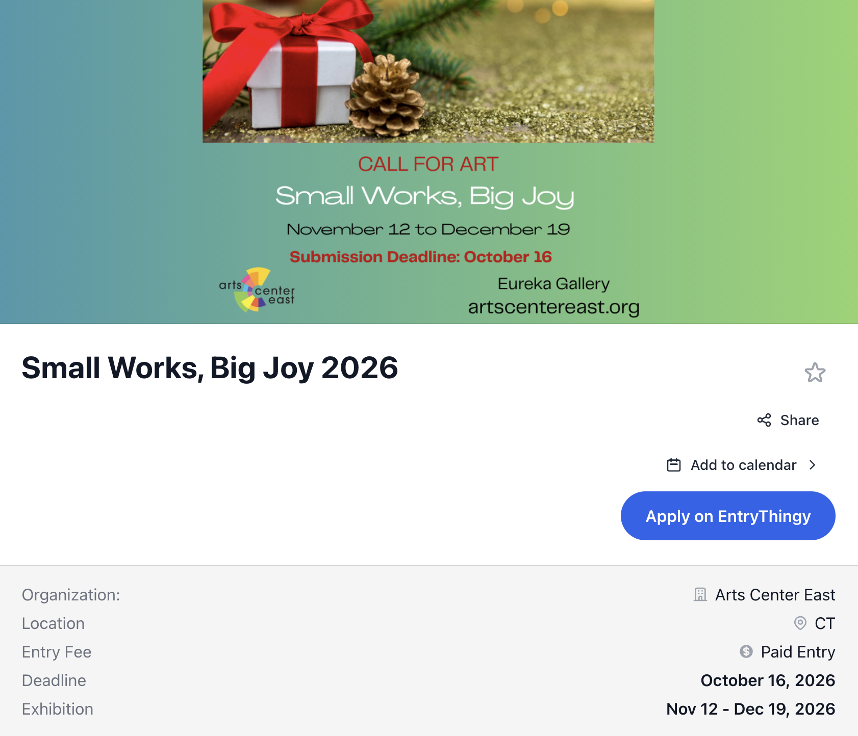 Small Works, Big Joy 2026 call