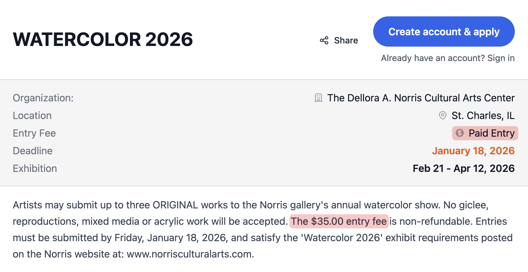 EntryThingy entry fees